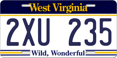 WV license plate 2XU235