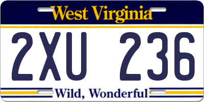 WV license plate 2XU236