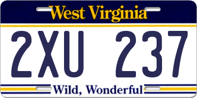 WV license plate 2XU237