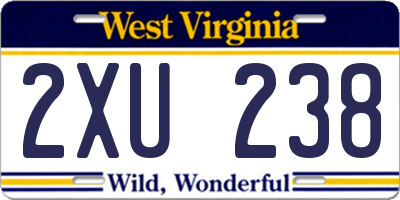 WV license plate 2XU238