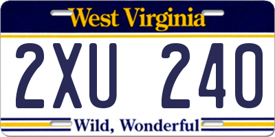 WV license plate 2XU240