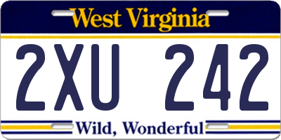 WV license plate 2XU242