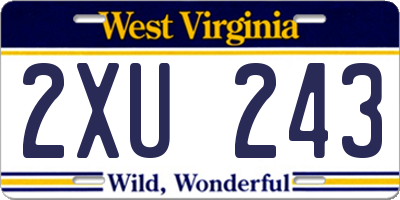 WV license plate 2XU243