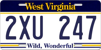 WV license plate 2XU247