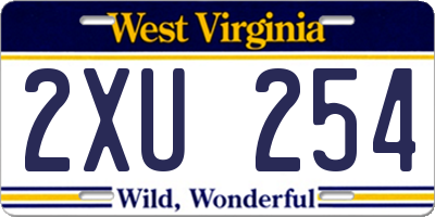 WV license plate 2XU254