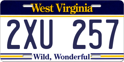 WV license plate 2XU257