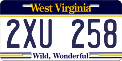 WV license plate 2XU258