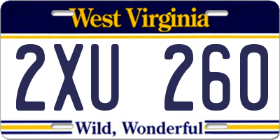 WV license plate 2XU260