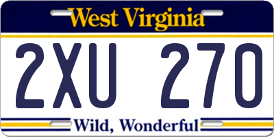 WV license plate 2XU270