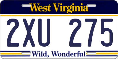 WV license plate 2XU275