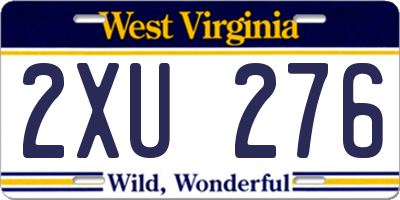WV license plate 2XU276