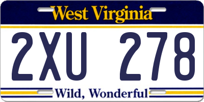WV license plate 2XU278
