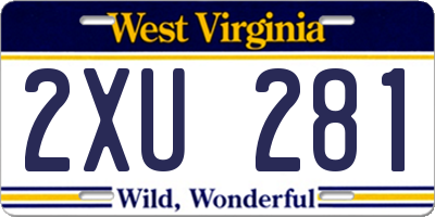 WV license plate 2XU281