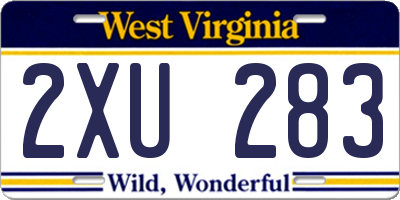 WV license plate 2XU283