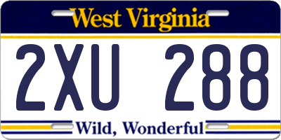 WV license plate 2XU288
