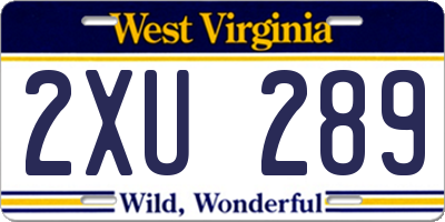 WV license plate 2XU289