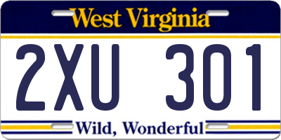 WV license plate 2XU301