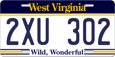WV license plate 2XU302
