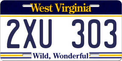 WV license plate 2XU303