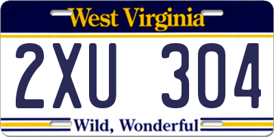 WV license plate 2XU304