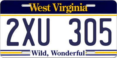 WV license plate 2XU305