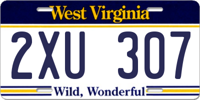 WV license plate 2XU307