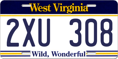 WV license plate 2XU308