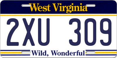 WV license plate 2XU309