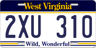 WV license plate 2XU310