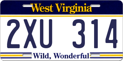 WV license plate 2XU314