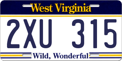 WV license plate 2XU315