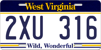 WV license plate 2XU316