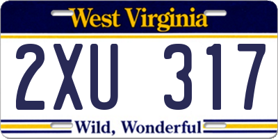 WV license plate 2XU317