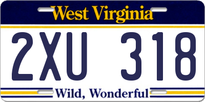WV license plate 2XU318