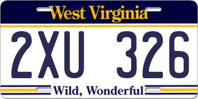 WV license plate 2XU326