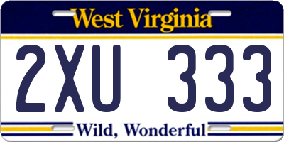WV license plate 2XU333