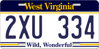 WV license plate 2XU334