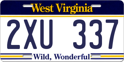 WV license plate 2XU337