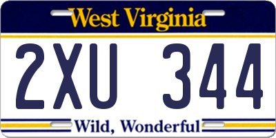 WV license plate 2XU344
