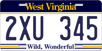 WV license plate 2XU345