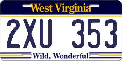 WV license plate 2XU353