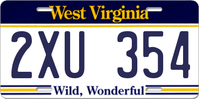 WV license plate 2XU354