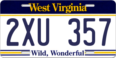 WV license plate 2XU357
