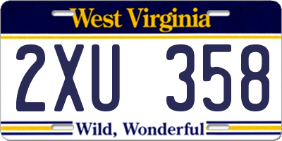 WV license plate 2XU358
