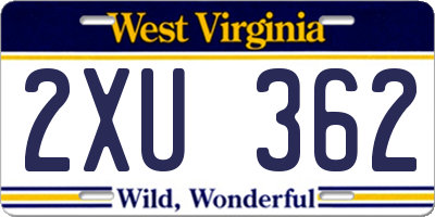 WV license plate 2XU362