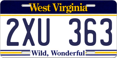 WV license plate 2XU363