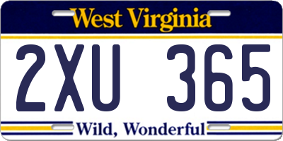 WV license plate 2XU365