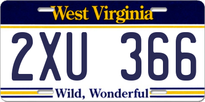WV license plate 2XU366
