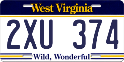 WV license plate 2XU374