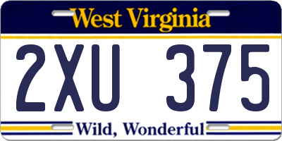 WV license plate 2XU375